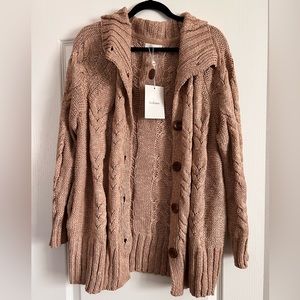Bohme Emmeline Cable Knit Cardigan Sweater in Natural